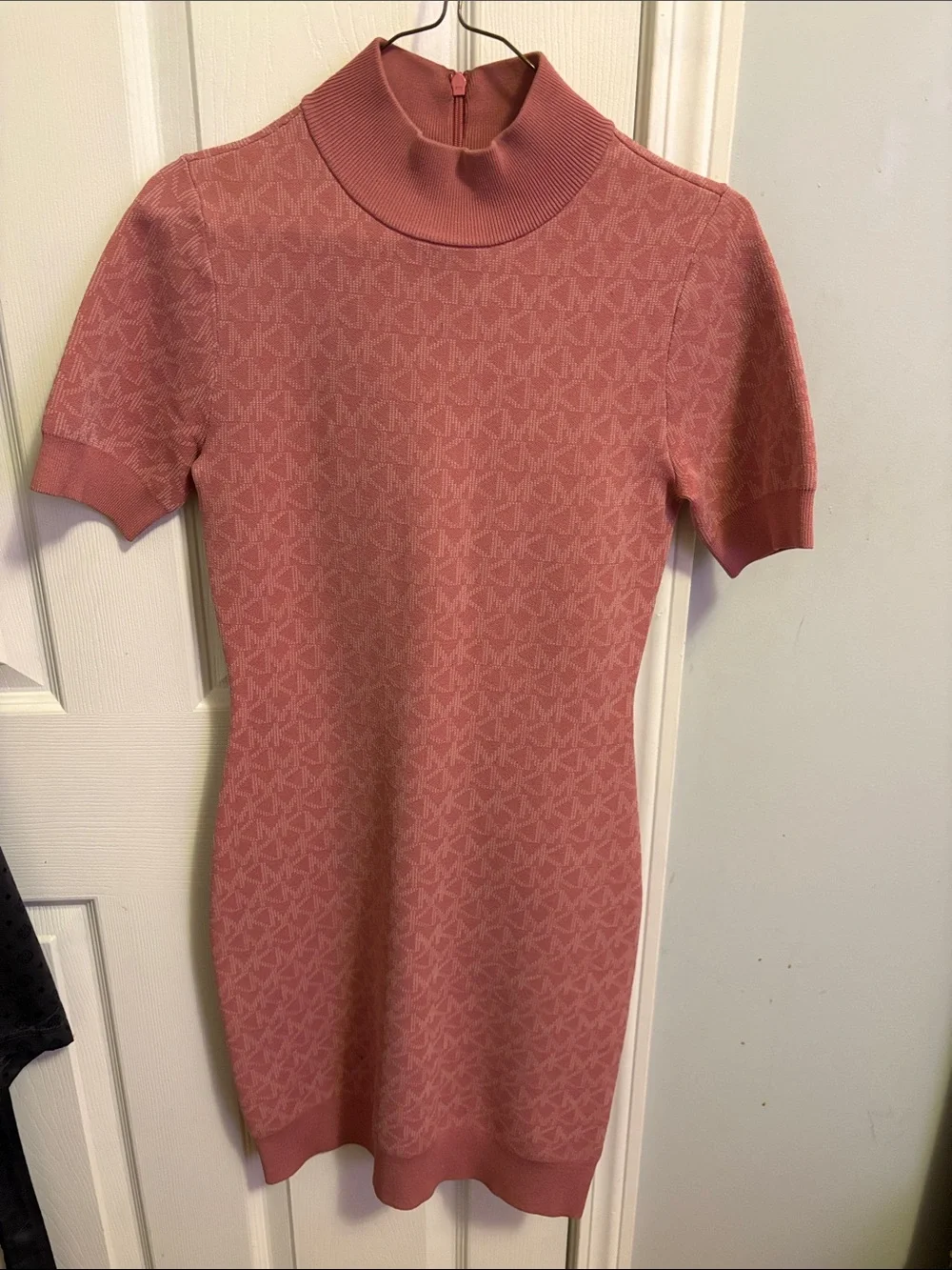 Michael Kors Rose-Pink Knit Mock-Neck Mini Dress